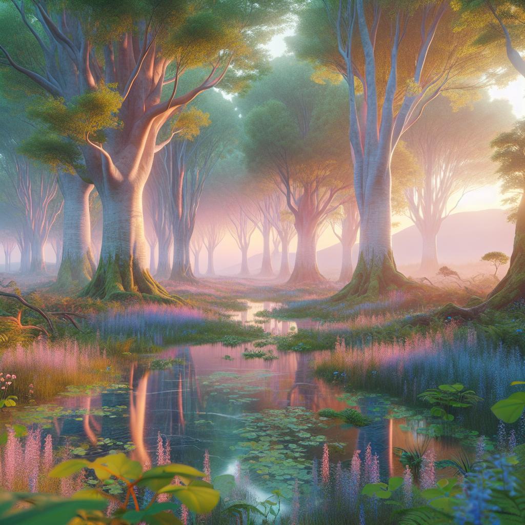 Whispering Glade in Dawn's Embrace