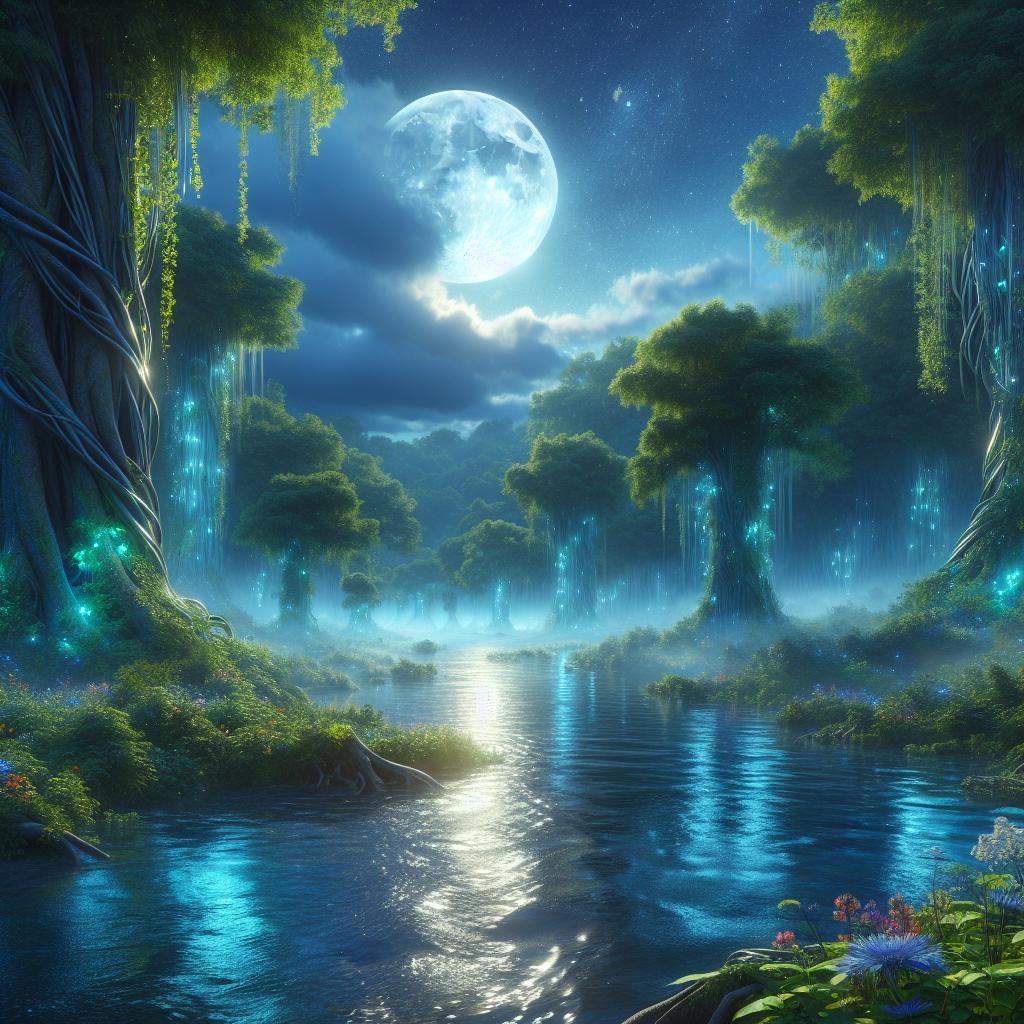 Enchanted Forest by Moonlit River