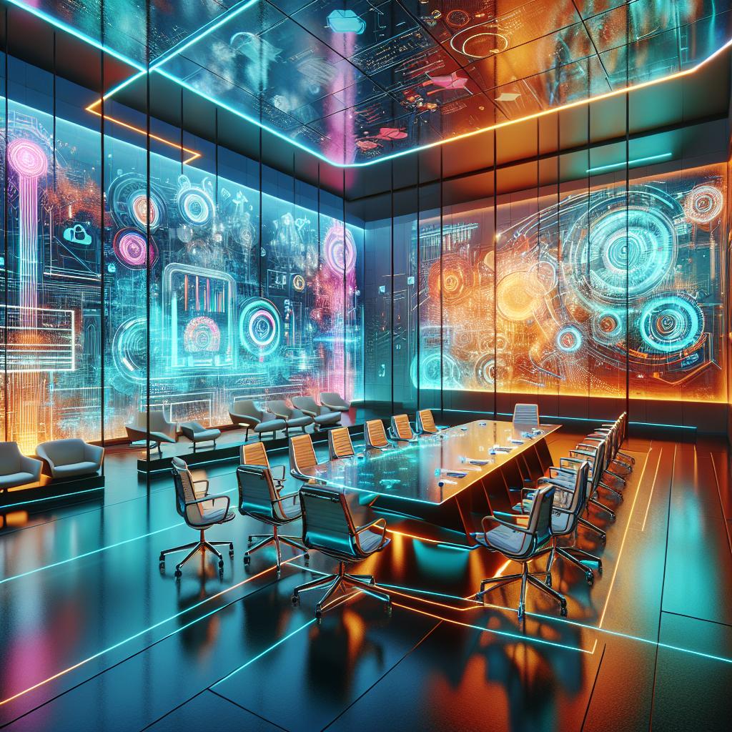 Neon Futurescape: The Boardroom of Tomorrow
